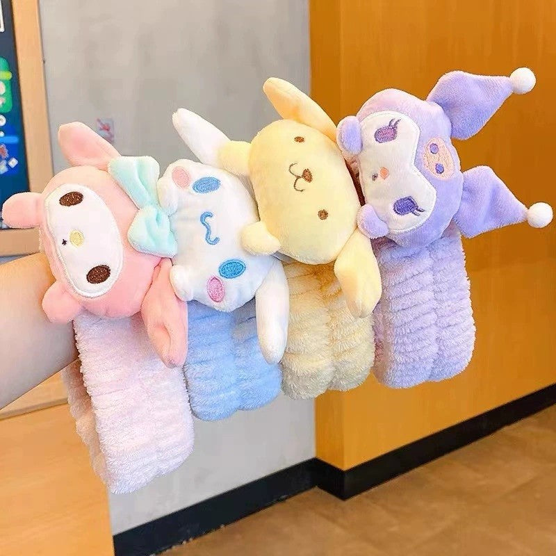 Diadema de personaje de dibujos animados de Kumomimi para niñas, con ribete de encaje bordado y confección de tela suave