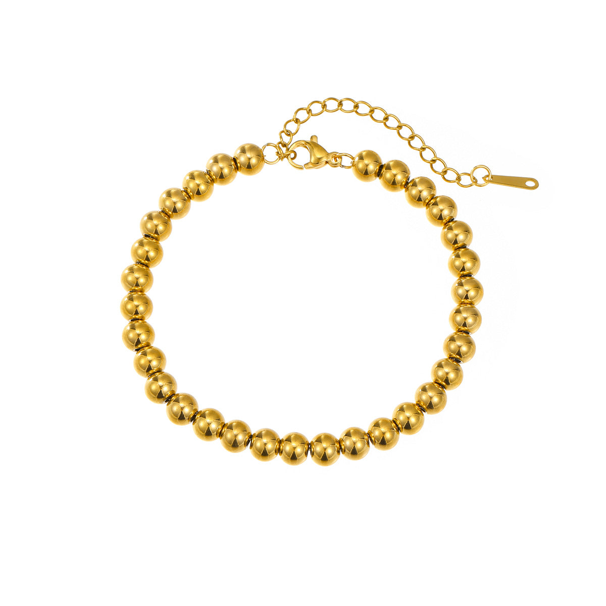 Bracciale minimalista con perline regolabile da donna in acciaio inossidabile placcato oro 18 carati