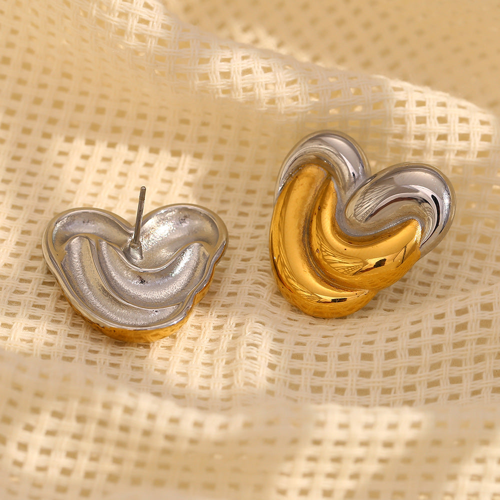 Pendientes de acero inoxidable en forma de corazón, minimalistas y a la moda, con baño de oro de 18 quilates para mujer