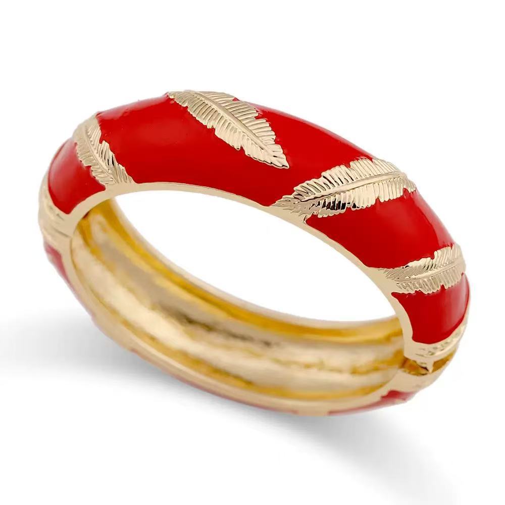 Punk Geometric Zebra Print Enamel Drip Oil Alloy Wide Cuff Bracelet for Women