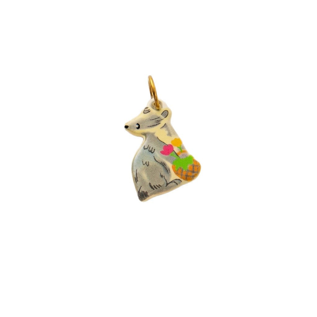 Vintage 18K Gold Plated Stainless Steel Animal Pendant Charm Bar for Women
