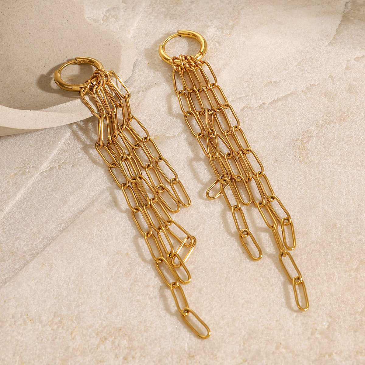 Aretes de Acero Inoxidable Geométricos con Baño para Mujer, Joyería de Oreja Lujosa, Ligera, de Moda Minimalista