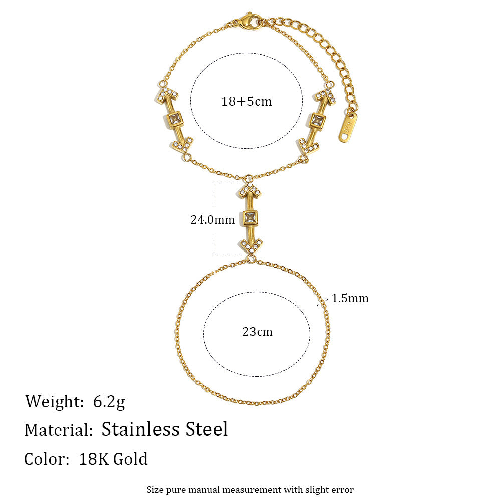 Set di anelli da dito con freccia geometrica alla moda per donna in acciaio inossidabile con placcatura in oro 18K