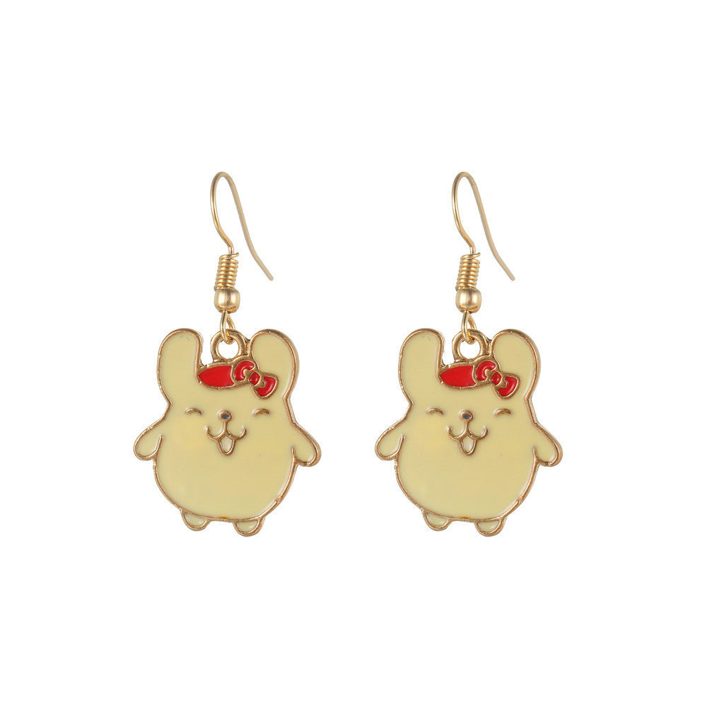 Cute Cartoon Cat Flower Bee Astronaut Stud Earrings for Women Alloy with Plating Finish Geometric Design