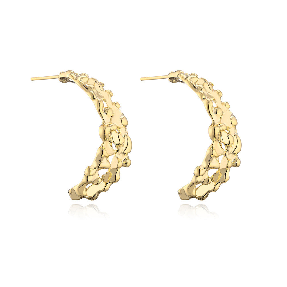 Minimalist Geometric Gold Plated Brass Earrings with 925 Sterling Silver Posts for Women