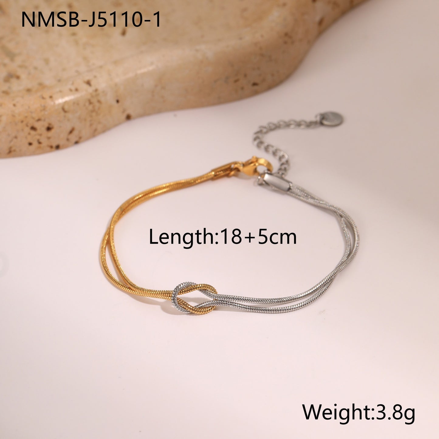 Fashionable Geometric Stainless Steel Plated Necklace with Knot Detail and Double-Layer Clavicle Design for Women