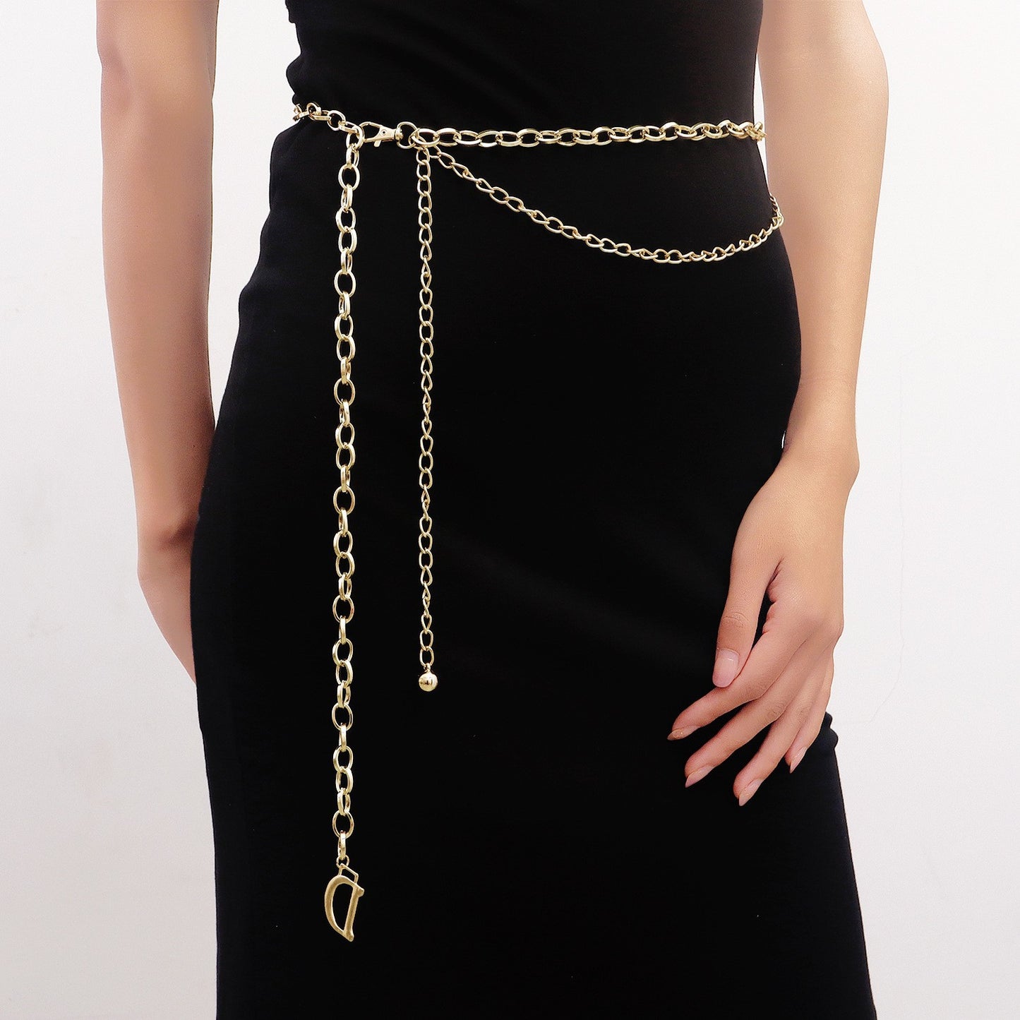 Casual Punk Double Layer Shell Heart Letter D Body Chain for Women