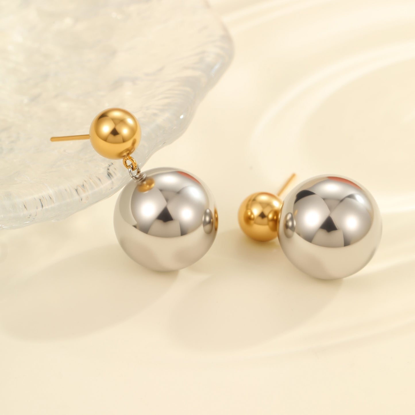 Pendientes de Acero Inoxidable Geométricos de Moda con Baño de Oro de 18K y Plata para Mujer