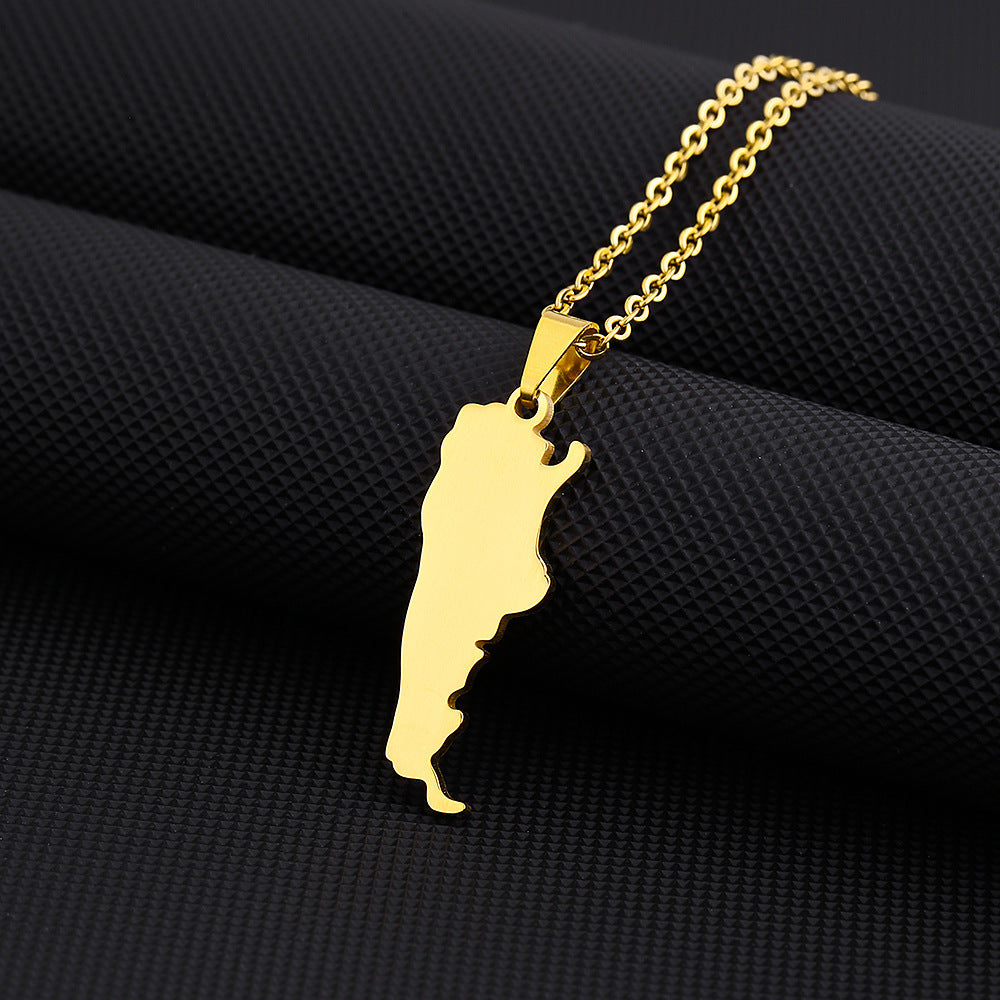 Collana Pendente Geometrica Minimalista in Acciaio Inox con Ciondolo in Acciaio al Titanio e Finitura Placcata, Unisex