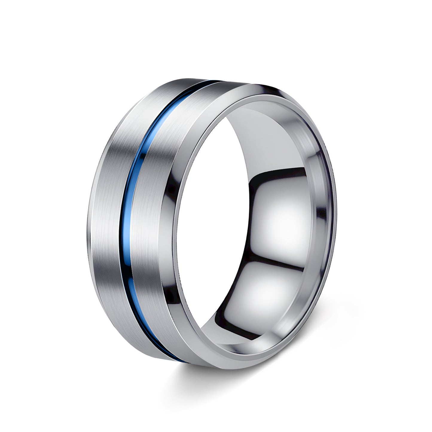Anello geometrico in acciaio al titanio placcato unisex