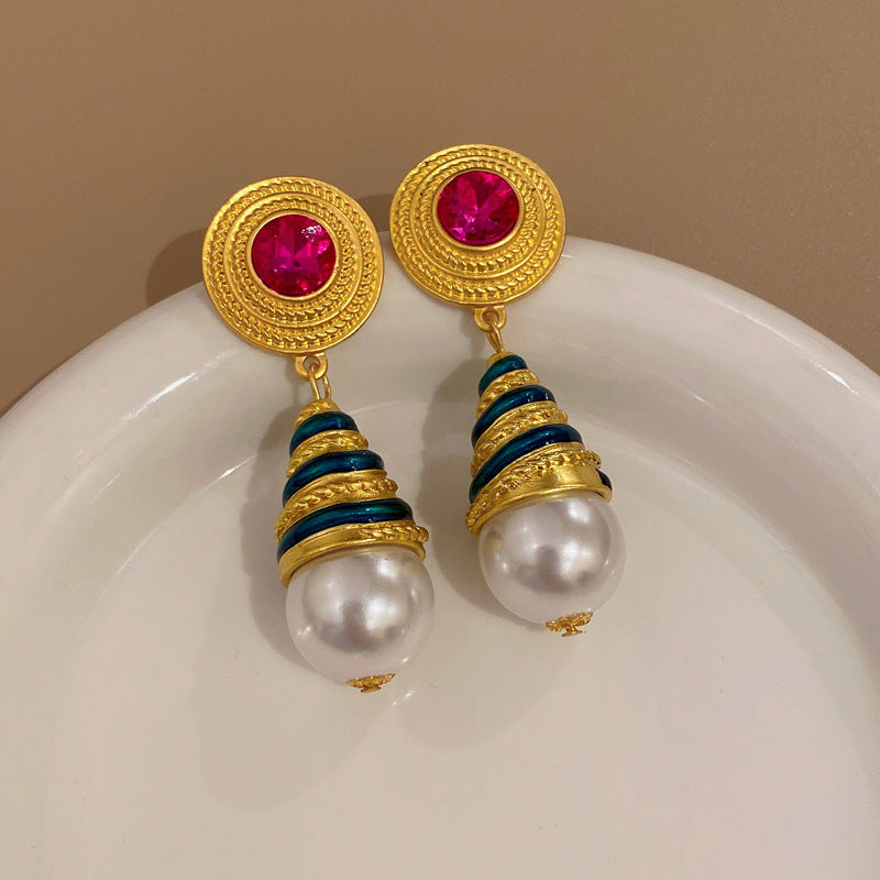 Orecchini a goccia in stile vintage a forma di acqua che cola da donna con perni in metallo placcato ed elegante estetica retrò