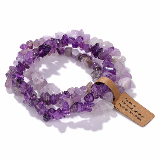 Vintage Geometric Gemstone Chip Beads Stretch Bracelet Set Unisex