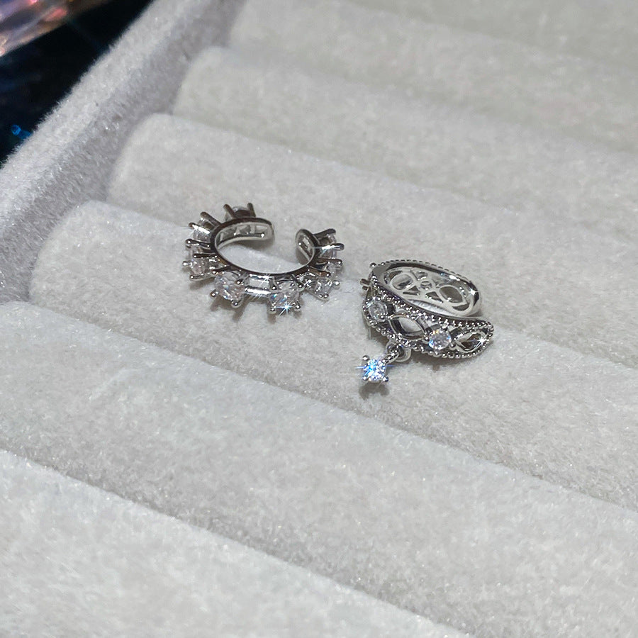 Minimalist Floral and Star-Shaped Zirconia-Set Copper Ear Cuffs for Women