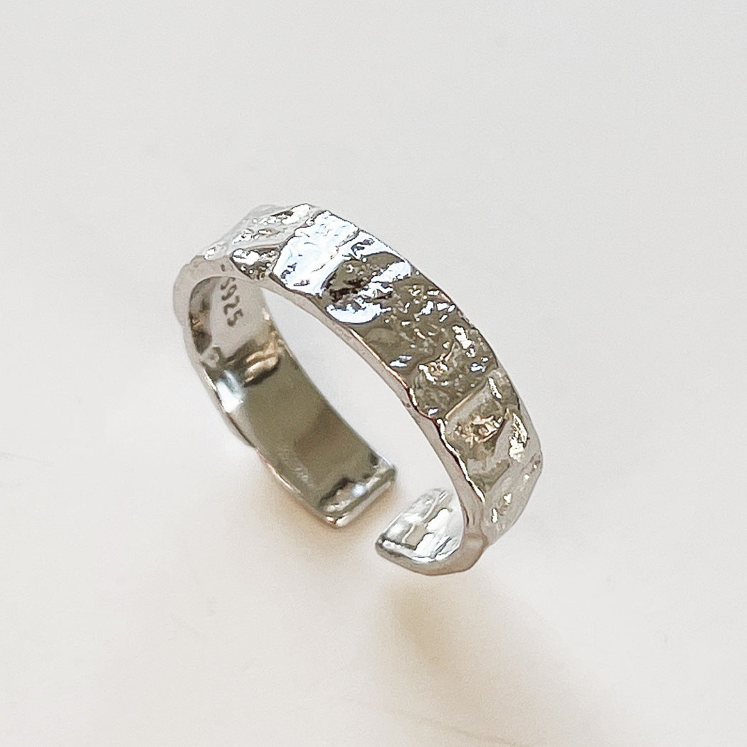 Anello da donna a cuore irregolare geometrico placcato argento sterling 925