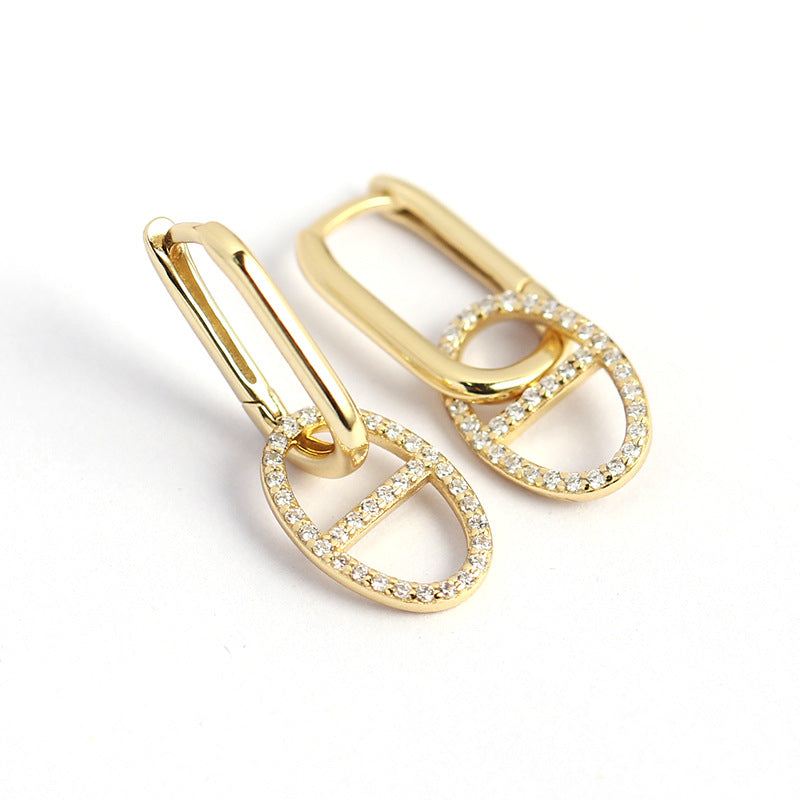 Orecchini a clip con strass geometrici "Sweet-Edgy" in argento sterling S925 da donna