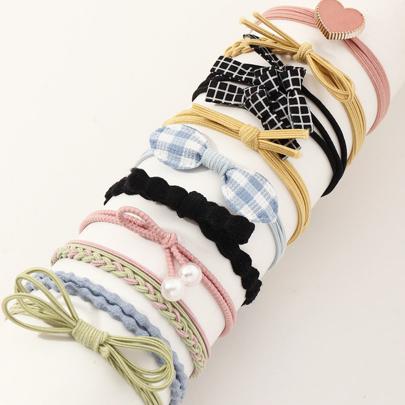 Korean-Inspired Girls Hair Tie with Geometric Heart Shape Design, Woven Fabric Hairband for Children Aged 10 and Up