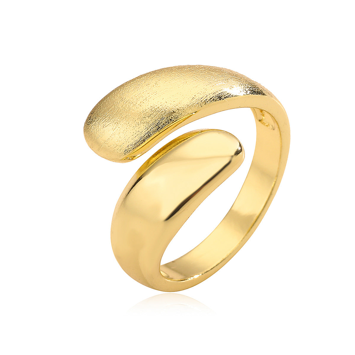 Minimalist Luxe Matte Geometric Open Ring for Women in Brass with 18K Gold Plating