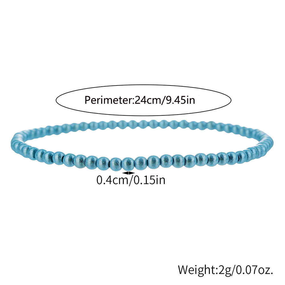 Minimalist Geometric Iridescent Beaded Anklet for Women
