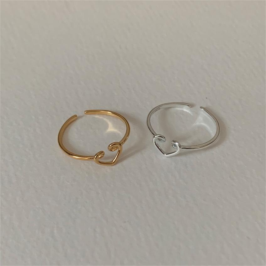 Anello Aperto Minimalista a Forma di Cuore in Argento Sterling 925 da Donna con Estetica Dolce e Fresca