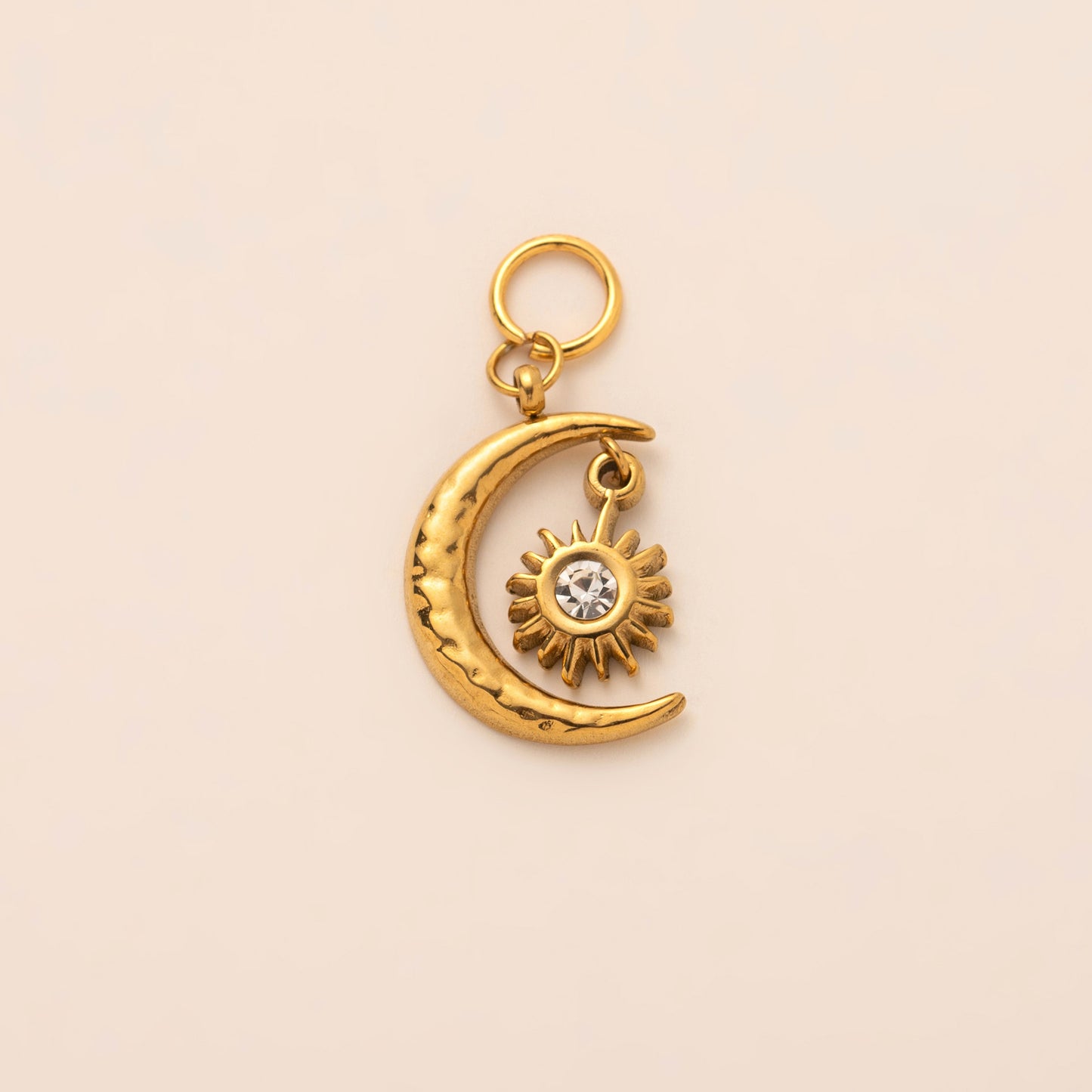 Vintage Stainless Steel PVD Gold Plated Moon Star Charm Bar Necklace Ball Chain Unisex