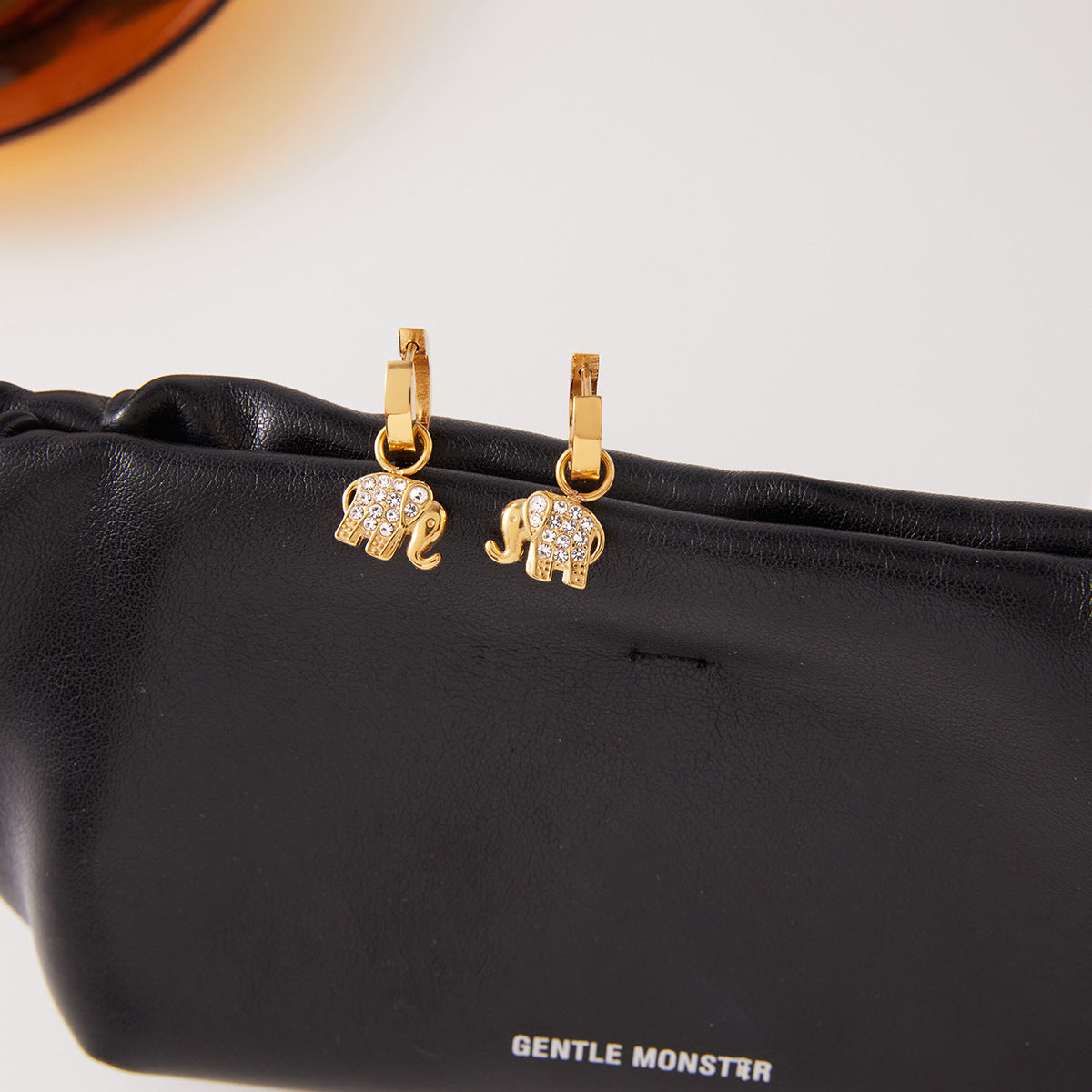 Elegant Geometric Elephant Rhinestone Inlay Plated Stainless Steel Earrings for Women