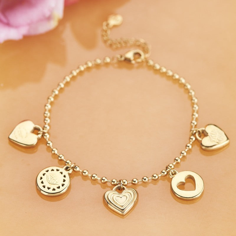 Minimalist Geometric Heart Stainless Steel PVD Gold Plated Charm Bar