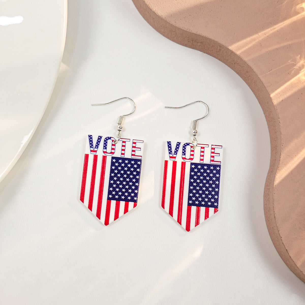 Vintage Round Heart Floral Acrylic Plated Earrings for Women