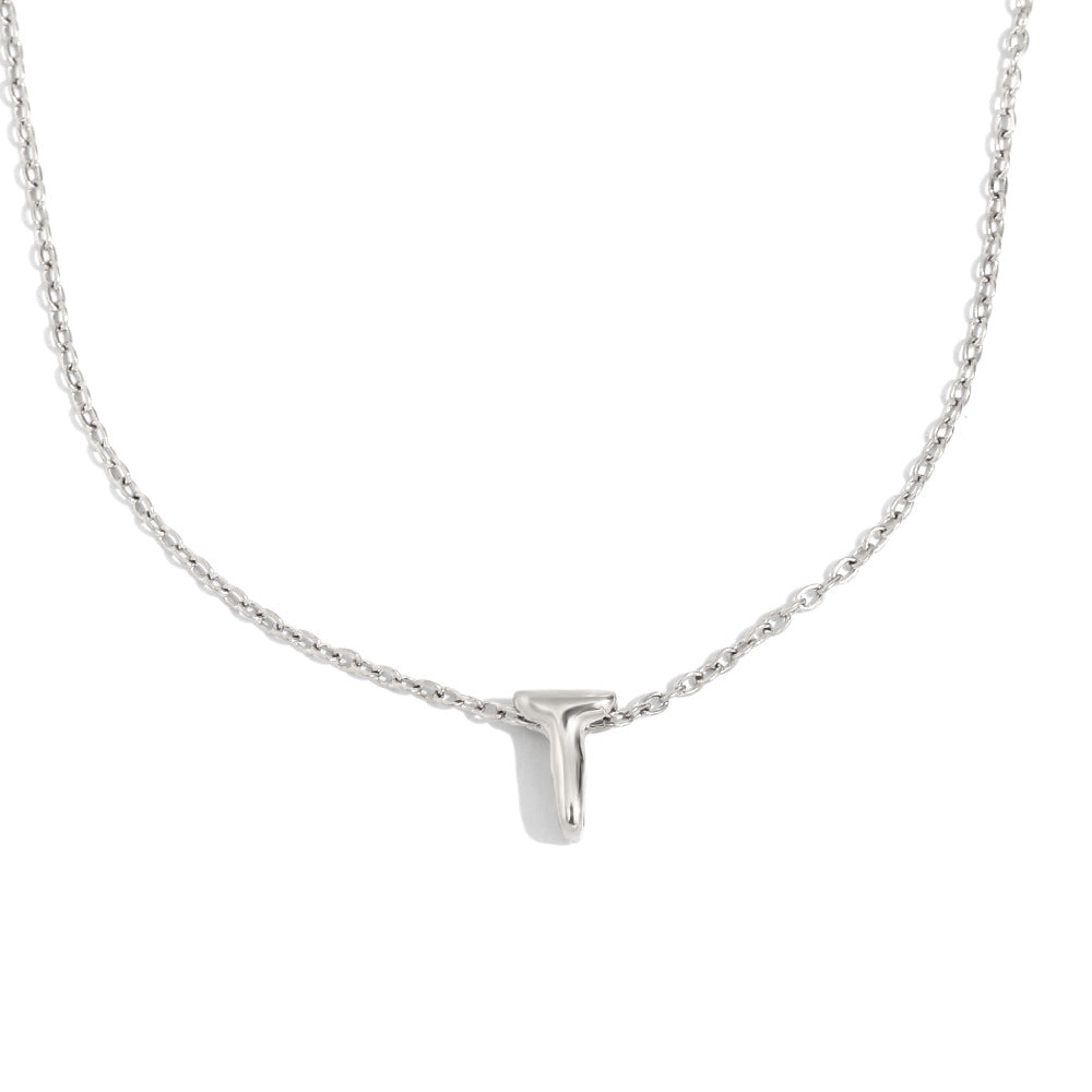 Fashionable Minimalist Letter Pendant Necklace in Stainless Steel with 18K Gold Plating for Women