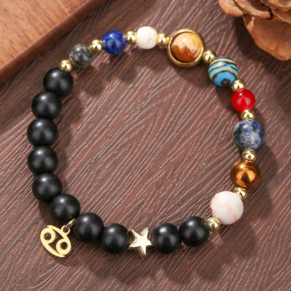 Constellation Geometric Stainless Steel and Alloy Beaded Bracelet with Natural Gemstone for Unisex