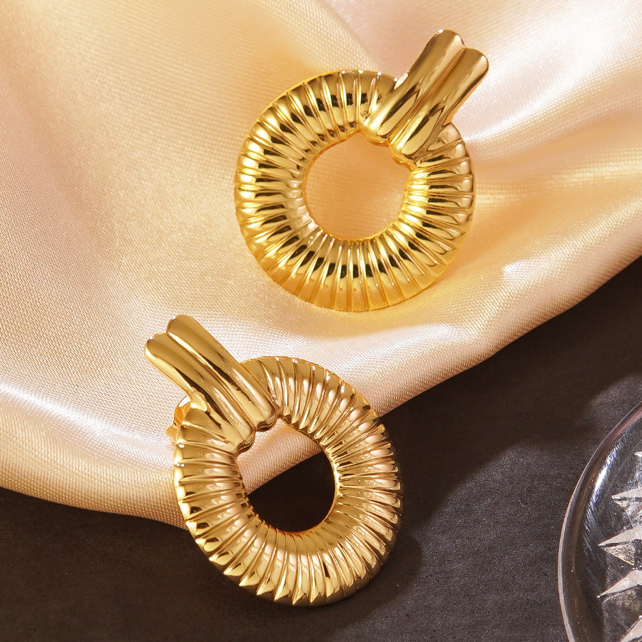 Orecchini a Cerchio da Donna Vintage Eleganti Geometria Vuota in Acciaio Inossidabile