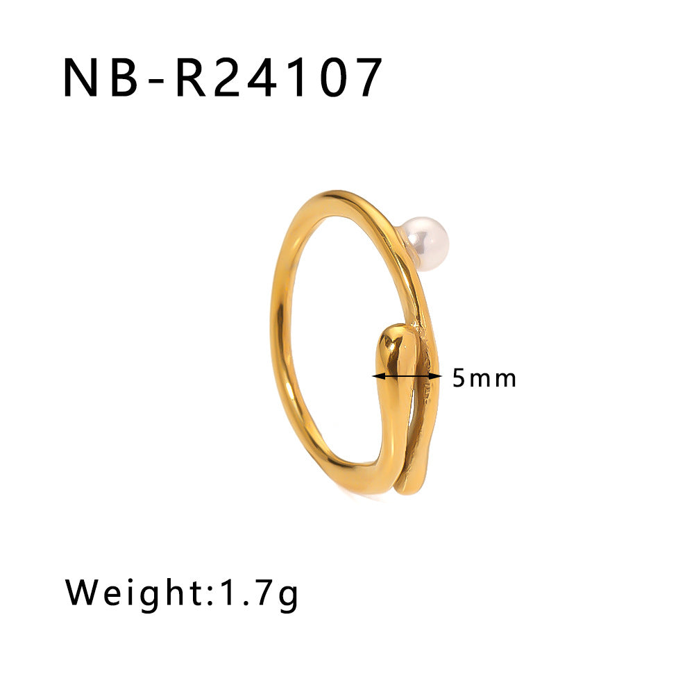 Elegante Anello in Acciaio Inossidabile con Trama Intrecciata e Intarsio di Strass con Motivi a Foglia, Onde e Forme Geometriche per Uomo e Donna
