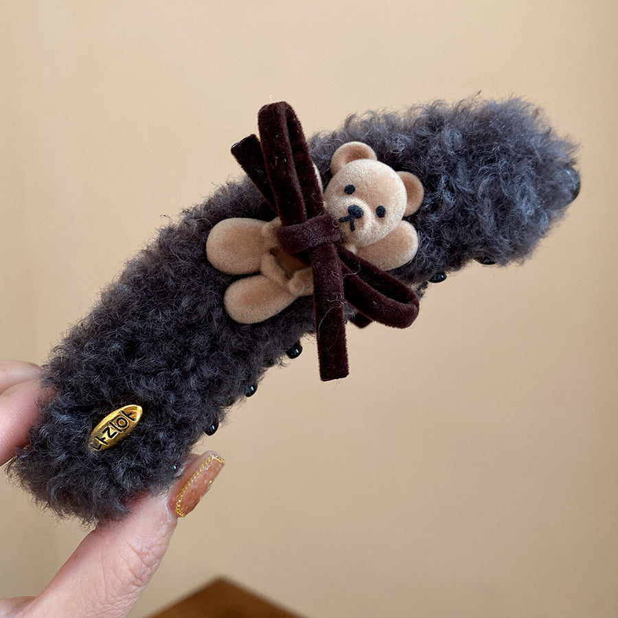Luxury Retro Acrylic Bear Hair Clip for Women with Twisted Design, Handmade Hair Accessory for Updos and Fall Winter Styling