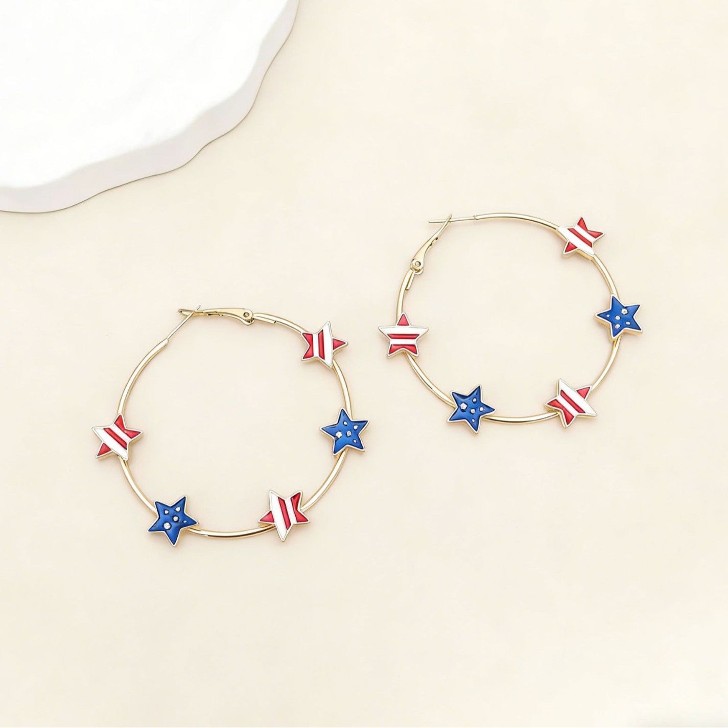 Star Drip Oil Plated Stainless Steel Hoop Earrings for Women