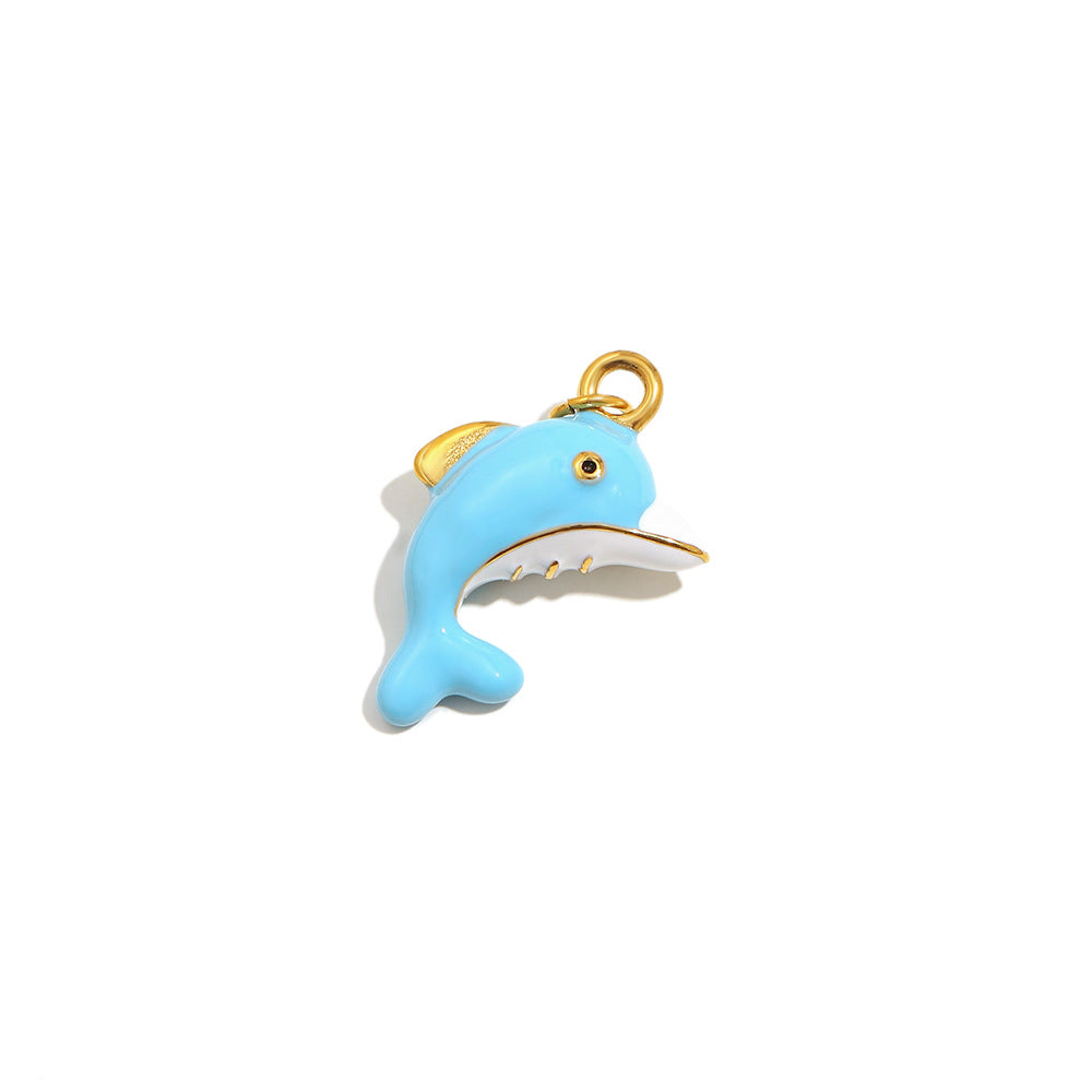 18K Gold Plated Drip Oil Animal Shape Stainless Steel Charm Bar