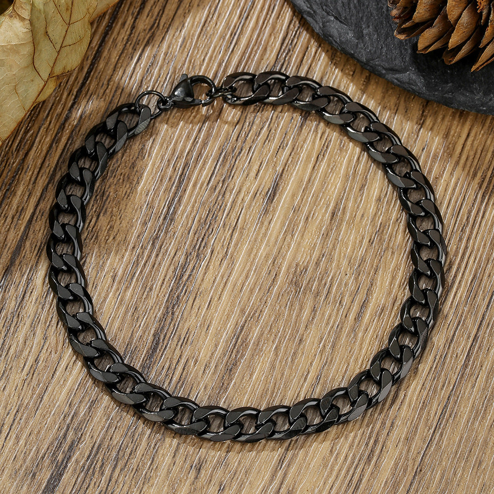 Minimalist Hip-hop Geometric Polished Stainless Steel Cuban Link Chain Bracelet
