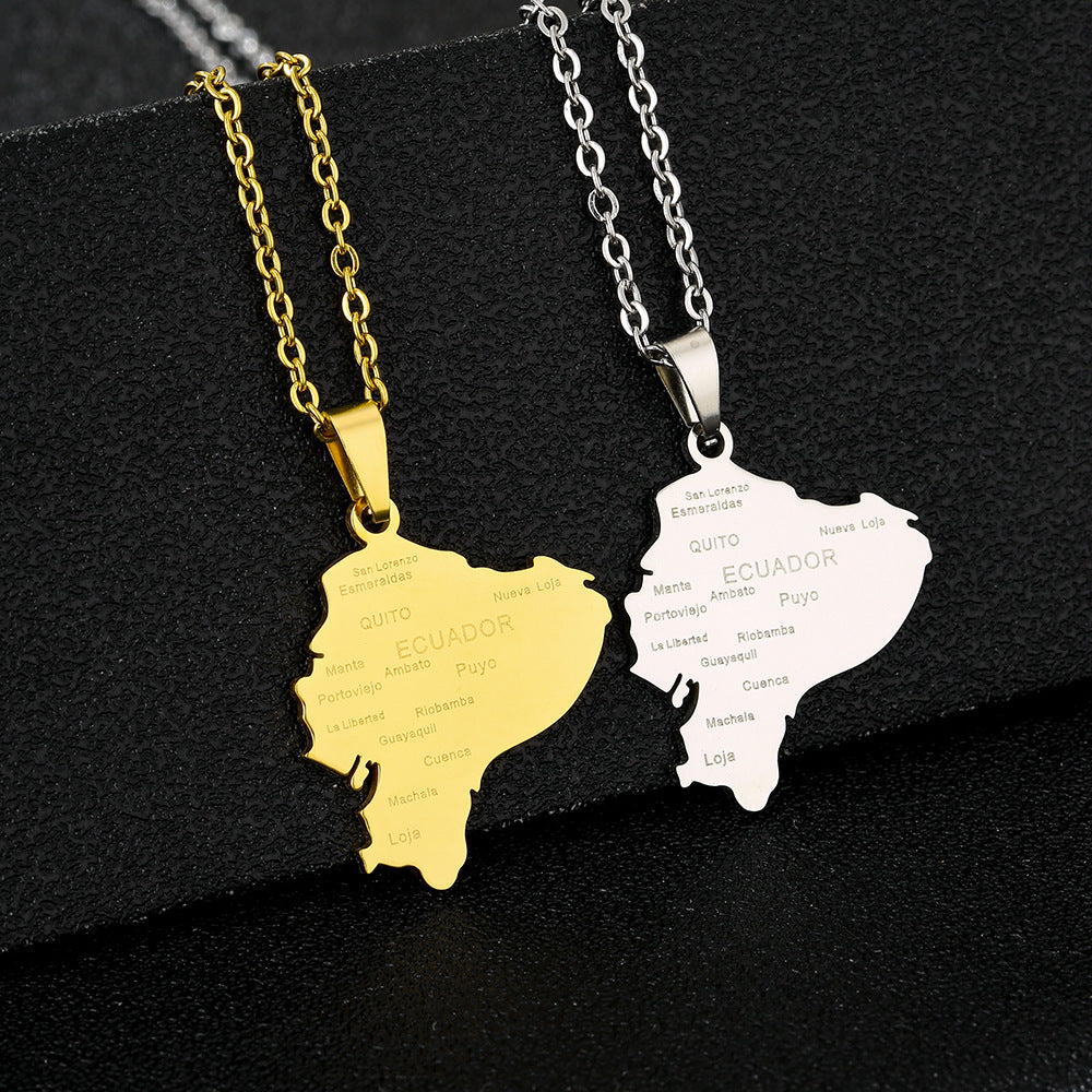 Collana con pendente geometrico minimalista in acciaio al titanio con finitura placcata e catena a O per moda unisex