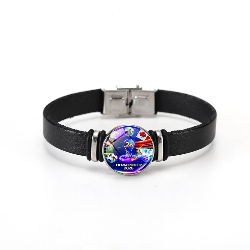Bracciale Unisex con bottone a pressione in pelle placcata con forme geometriche alla moda