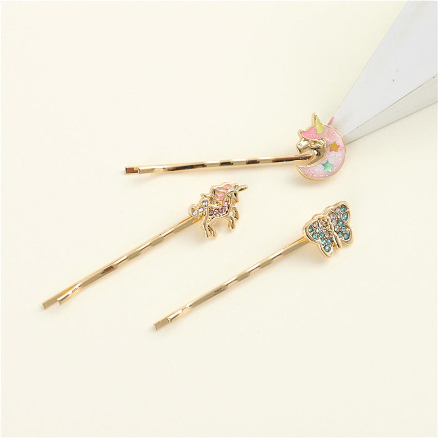 Fermaglio per Capelli per Bambini a Cartone Animato a Forma di Farfalla e Floreale in Lega con Finitura Smaltata, Dolce Accessorio per Capelli Laterale Minimalista