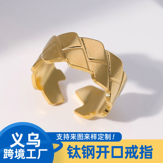 Minimalist Geometric Titanium Steel Plated Adjustable Ring for Men and Women