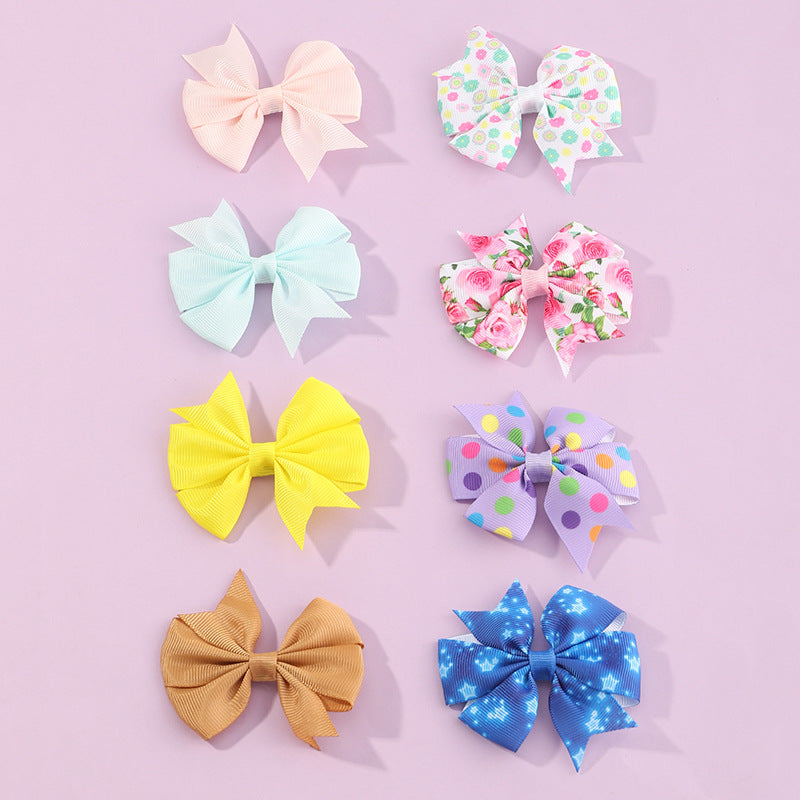 Set di Fermagli per Capelli Fatti a Mano a Forma di Fiocco per Bambini con Fantasie Floreali e Pois in Tessuto Accessori per Capelli Stile Principessa