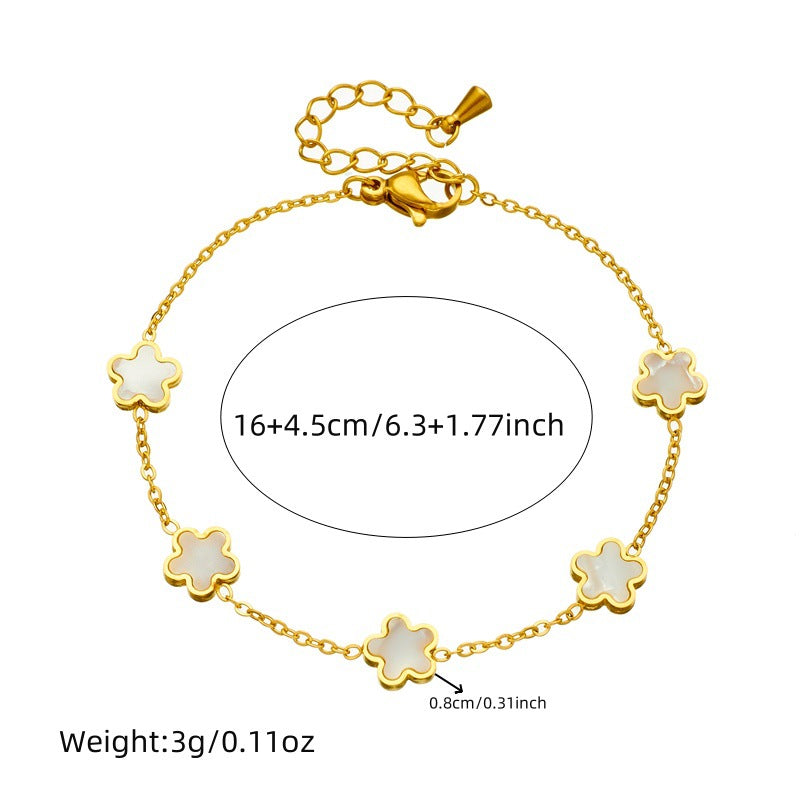 Vintage Minimalist Business Casual Plated Stainless Steel Flower Pendant Necklace Earrings Bracelet Set