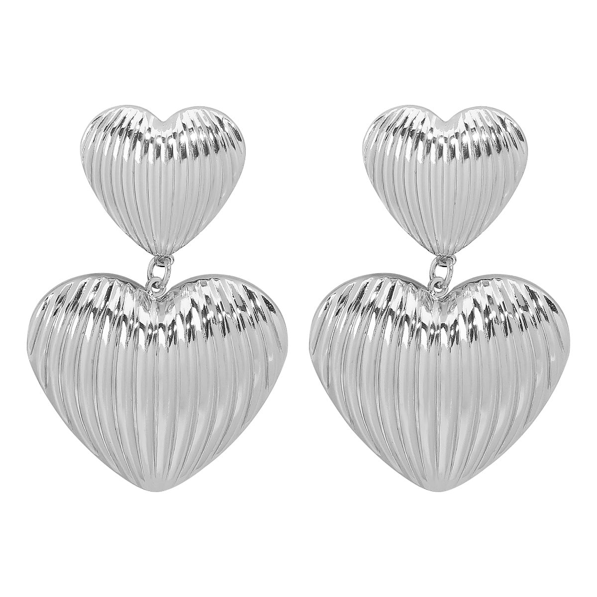 Pendientes de hierro con forma de corazón, diseño geométrico minimalista, estilo vintage retro, con acabado chapado