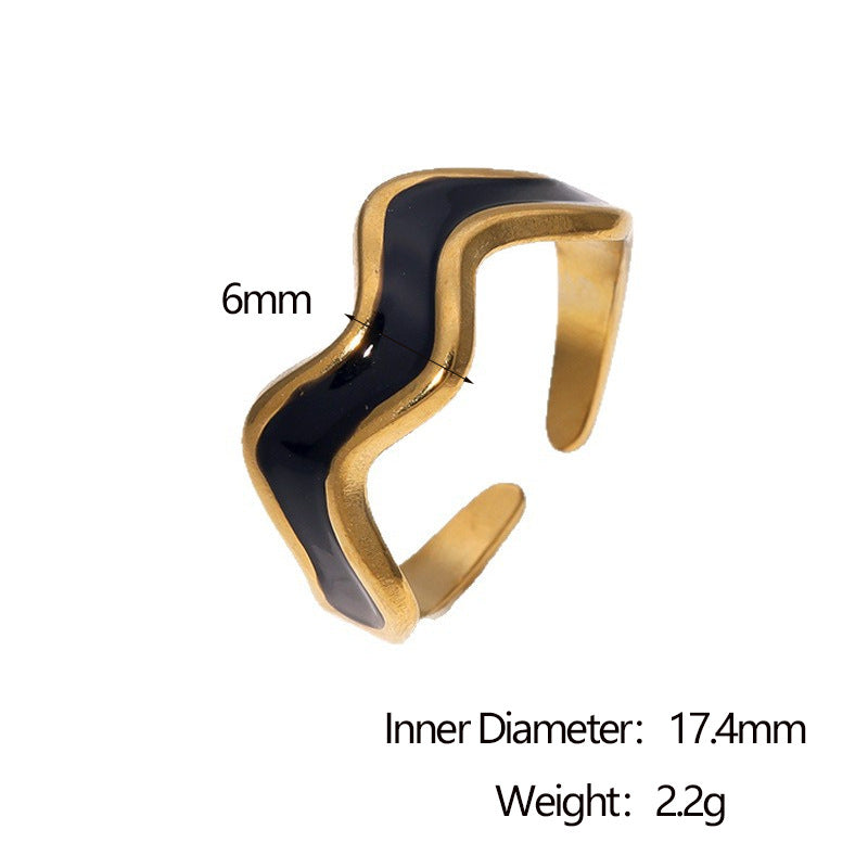 Anello aperto geometrico minimalista vintage francese, gioielli da donna in acciaio inossidabile placcato oro 18 carati