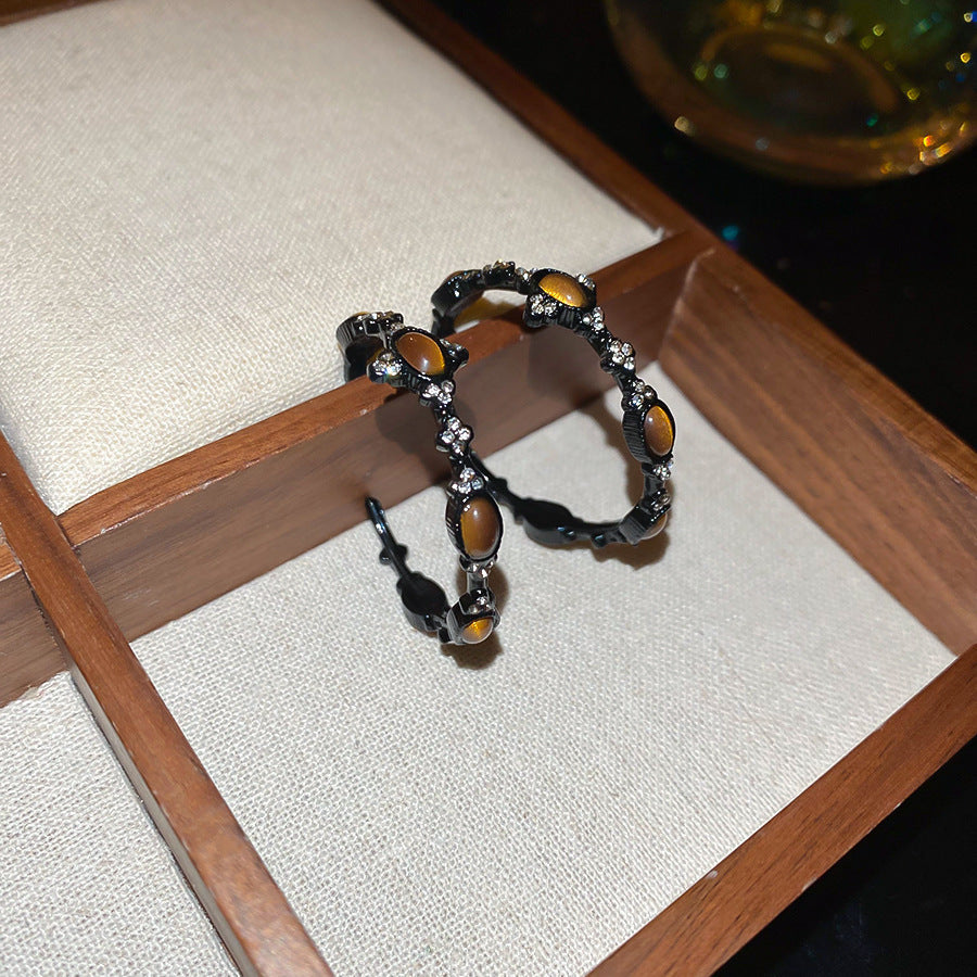 Orecchini a cerchio geometrici rotondi minimalisti da donna con base in rame placcato oro e perni in argento sterling 925, gioielli eleganti di lusso adatti all'ufficio