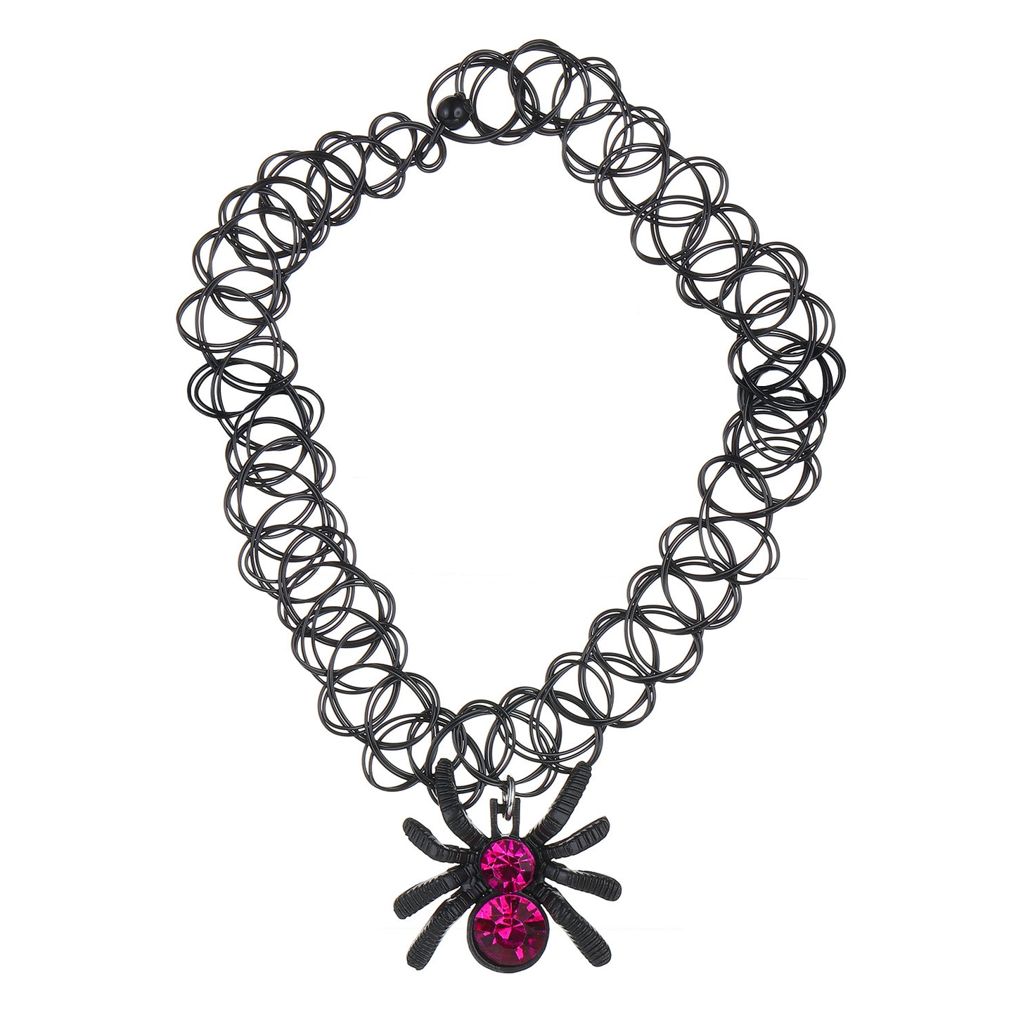 Collar de araña vintage para mujer, de aleación con acabado galvanizado, cadena estilo gargantilla con medallón