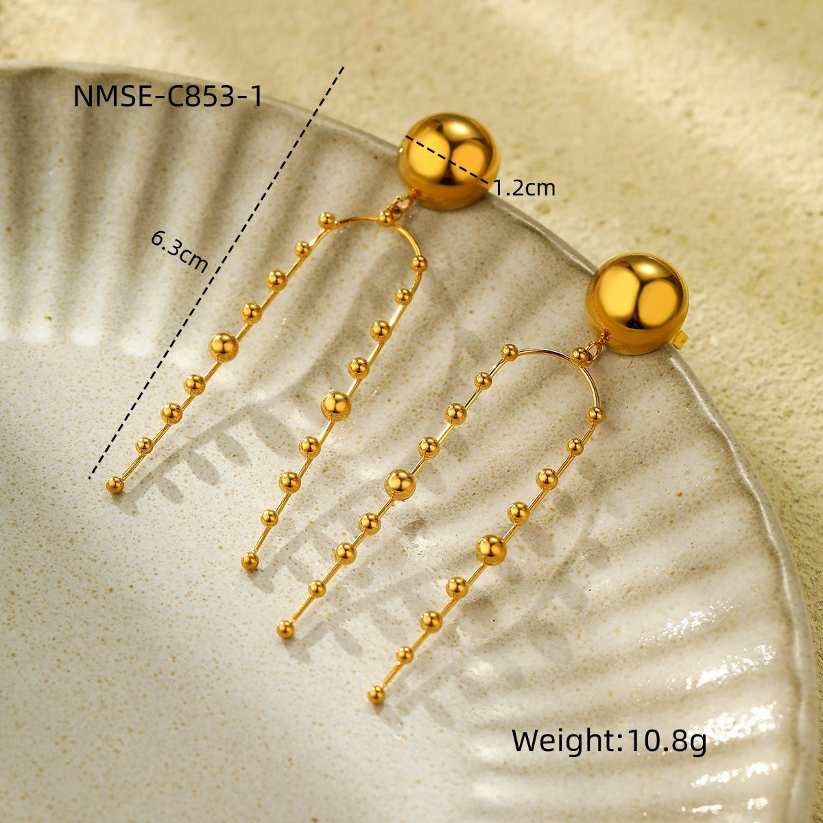 Elegant French Vintage Style Stainless Steel Beaded Tassel Earrings for Women with Plated Finish