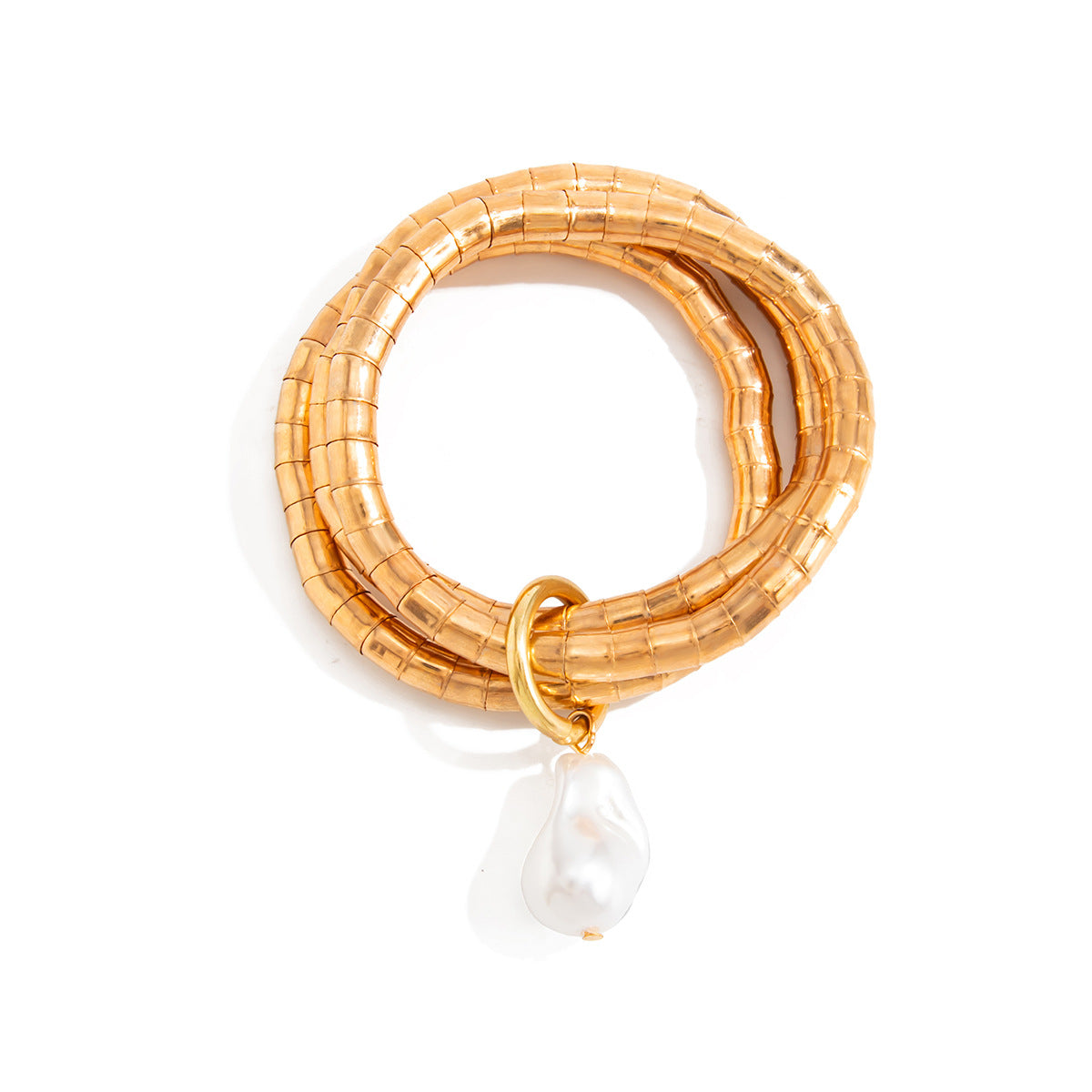 Vintage Minimalist Geometric Iron Plated Bracelet with Irregular Pearls