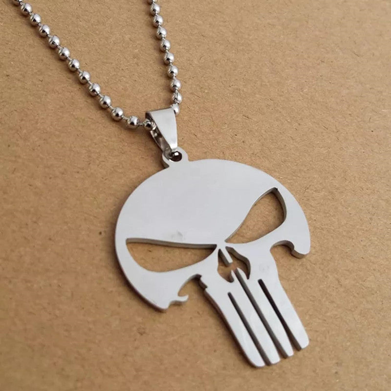 Collana Pendente Personalizzata Teschio in Acciaio Inox con Finitura Placcata Unisex