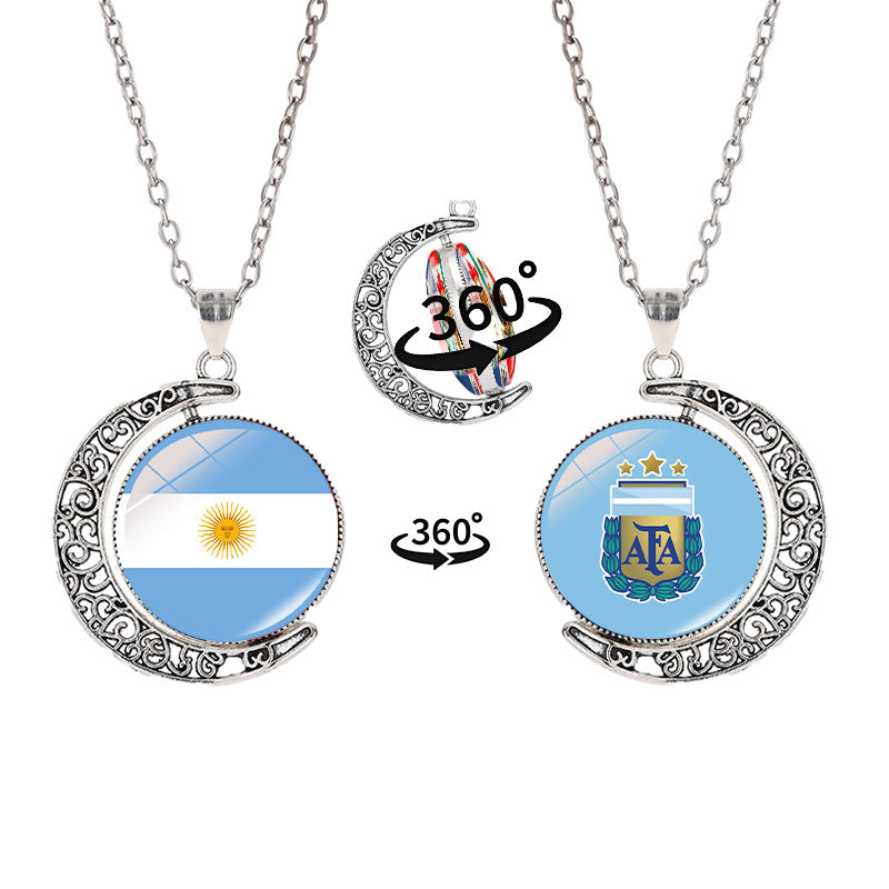 Collana a pendente a mezzaluna geometrica sportiva in lega con finitura galvanizzata per abbigliamento casual unisex