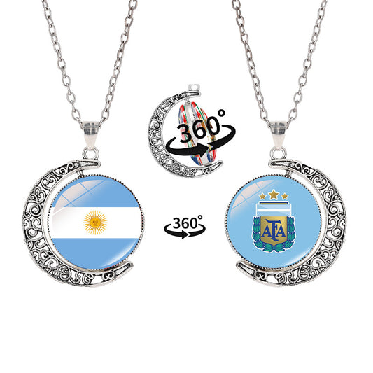 Sporty Geometric Crescent Moon Pendant Necklace in Alloy with Electroplated Finish for Unisex Casual Wear